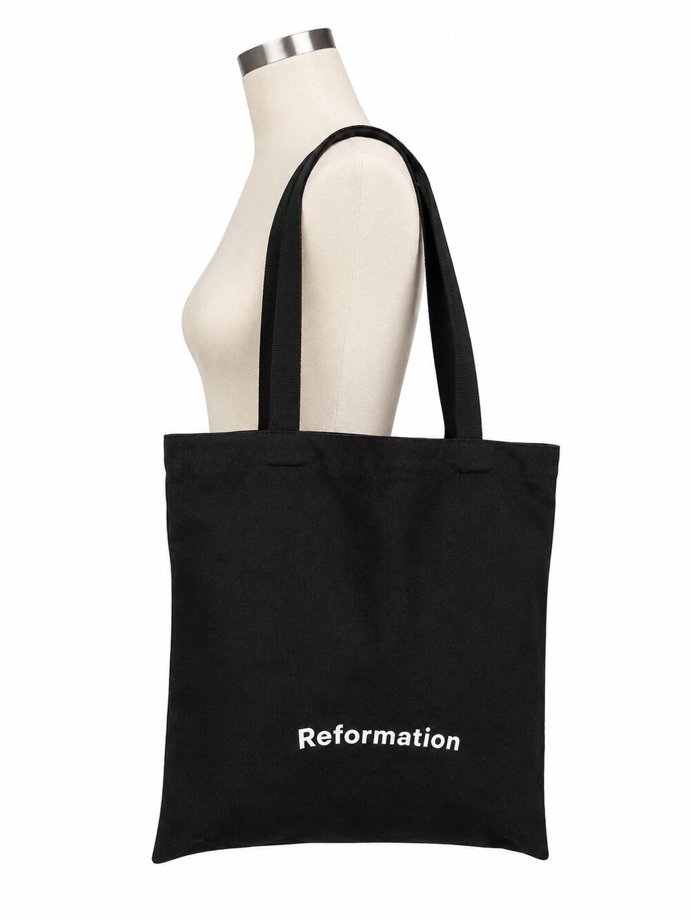 Reformation Black Canvas Logo 13x13 Eco Shopper Tote Bag